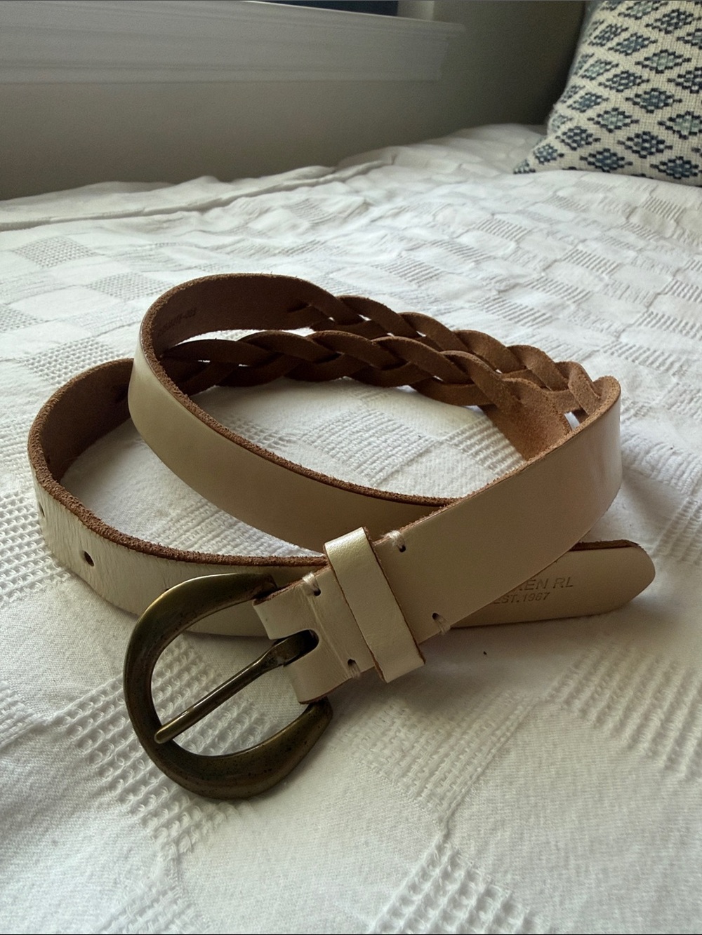 Lauren Ralph Lauren Two-Tone Braided Leather Belt 🤍🤎